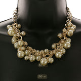 Mi Amore Leaf Necklace-Earring-Set Gold-Tone/White