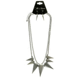 Mi Amore Spike Adjustable Necklace-Earring-Set Dark-Silver