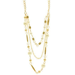Mi Amore Adjustable Long-Necklace Gold-Tone/White
