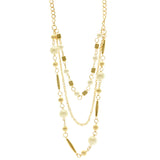 Mi Amore Adjustable Long-Necklace Gold-Tone/White