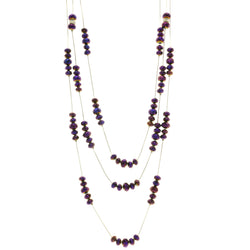 Mi Amore Adjustable Long-Necklace Purple/Silver-Tone