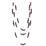 Mi Amore Adjustable Long-Necklace Purple/Silver-Tone