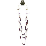 Mi Amore Adjustable Long-Necklace Purple/Silver-Tone