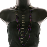 Mi Amore Adjustable Long-Necklace Purple/Silver-Tone