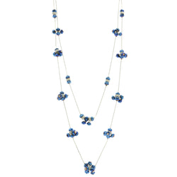 Mi Amore Adjustable Long-Necklace Blue/Silver-Tone