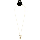 Mi Amore Feather Adjustable Pendant-Necklace Gold-Tone & White