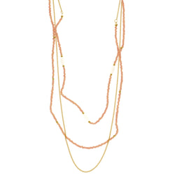Mi Amore Adjustable Fashion-Necklace Pink/Gold-Tone