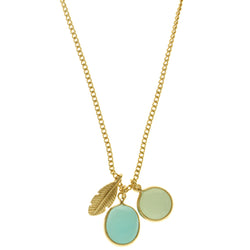 Mi Amore Leaf Adjustable Pendant-Necklace Gold-Tone & Blue