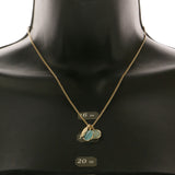 Mi Amore Leaf Adjustable Pendant-Necklace Gold-Tone & Blue