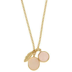 Mi Amore Leaf Adjustable Pendant-Necklace Gold-Tone & Pink
