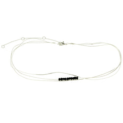 Mi Amore Adjustable Choker-Necklace Silver-Tone/Black