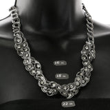 Mi Amore Adjustable Necklace-Earring-Set Silver-Tone