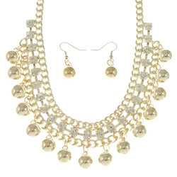Mi Amore Adjustable Necklace-Earring-Set Gold-Tone