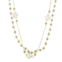 Mi Amore Flowers Statement-Necklace Gold-Tone/White