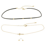 Mi Amore Cross Necklace-Earring-Set Gold-Tone/Black