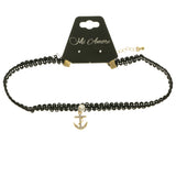 Mi Amore Anchor Choker-Necklace Black/Gold-Tone