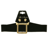 Mi Amore Buckle Necklace-Earring-Set Black/Gold-Tone