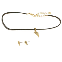 Mi Amore Arrow Head Necklace-Earring-Set Gold-Tone/Brown