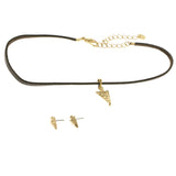 Mi Amore Arrow Head Necklace-Earring-Set Gold-Tone/Brown