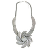 Mi Amore Leaves Adjustable Statement-Necklace Silver-Tone