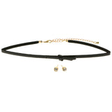 Mi Amore Bow Necklace-Earring-Set Black/Gold-Tone