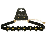 Mi Amore Flower Necklace-Earring-Set Black/Gold-Tone