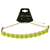 Mi Amore Flower Choker-Necklace Green/Gold-Tone