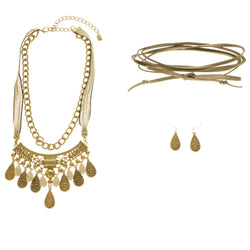 Mi Amore Bow Necklace-Earring-Set Gold-Tone/Brown