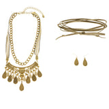 Mi Amore Bow Necklace-Earring-Set Gold-Tone/Brown
