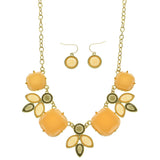 Mi Amore Necklace-Earring-Set Peach/Gold-Tone