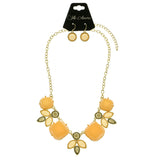 Mi Amore Necklace-Earring-Set Peach/Gold-Tone