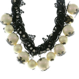 Mi Amore Flowers Adjustable Statement-Necklace Black & White