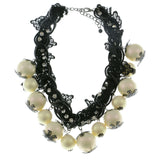 Mi Amore Flowers Adjustable Statement-Necklace Black & White