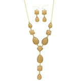 Mi Amore Necklace-Earring-Set Peach/Gold-Tone