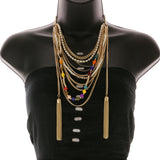Mi Amore Tassel Necklace-Earring-Set Multicolor/Gold-Tone