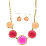 Mi Amore Necklace-Earring-Set Pink/Gold-Tone