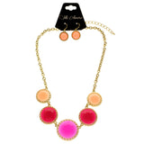 Mi Amore Necklace-Earring-Set Pink/Gold-Tone