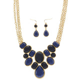 Mi Amore Necklace-Earring-Set Blue/Gold-Tone