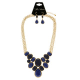 Mi Amore Necklace-Earring-Set Blue/Gold-Tone