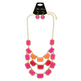 Mi Amore Necklace-Earring-Set Pink/Gold-Tone