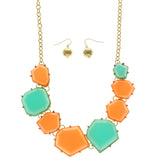 Mi Amore Necklace-Earring-Set Orange/Green