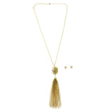 Mi Amore Tassels Adjustable Necklace-Earring-Set Gold-Tone