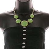 Mi Amore Necklace-Earring-Set Green/Gold-Tone