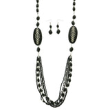 Mi Amore Necklace-Earring-Set Black/Silver-Tone