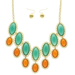 Mi Amore Necklace-Earring-Set Green/Orange
