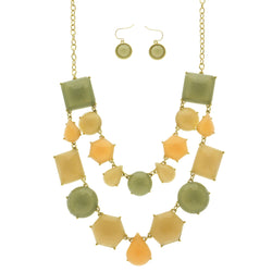 Mi Amore Necklace-Earring-Set Peach/Green