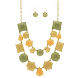 Mi Amore Necklace-Earring-Set Peach/Green