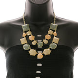 Mi Amore Necklace-Earring-Set Peach/Green