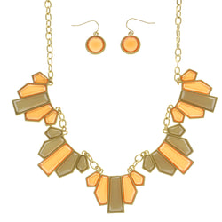 Mi Amore Necklace-Earring-Set Orange/Gray