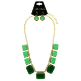 Mi Amore Necklace-Earring-Set Green/Gold-Tone